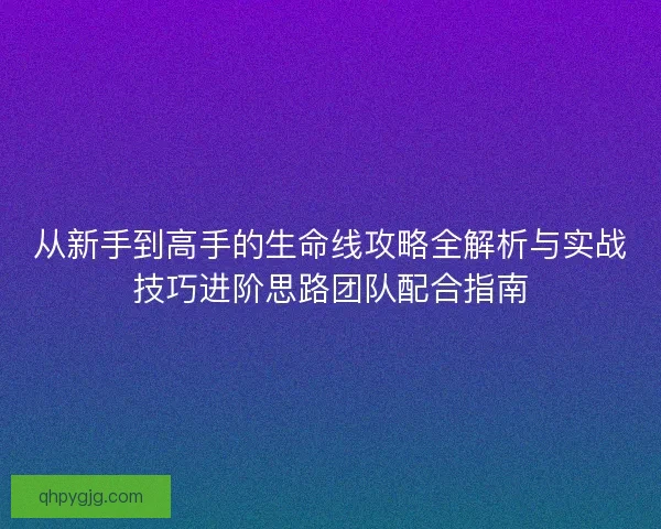 从新手到高手的生命线攻略全解析与实战技巧进阶思路团队配合指南 从新手到高手的生命线攻略全解析与实战技巧进阶思路团队配合指南