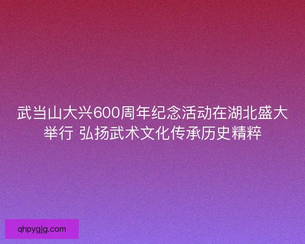 武当山大兴600周年纪念活动在湖北盛大举行 弘扬武术文化传承历史精粹