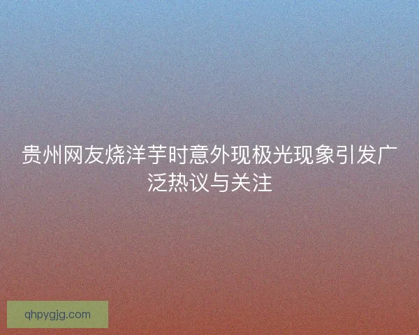 贵州网友烧洋芋时意外现极光现象引发广泛热议与关注