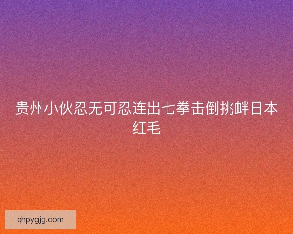 贵州小伙忍无可忍连出七拳击倒挑衅日本红毛